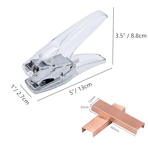 Image of NatSumeBasics Plier Effortless Stapler with 1000 Rose Gold Staples, Clear Handheld Stapler 25 Sheets Capacity Heavy Duty Manual Staplers for Office Accessories Supplies (Clear)