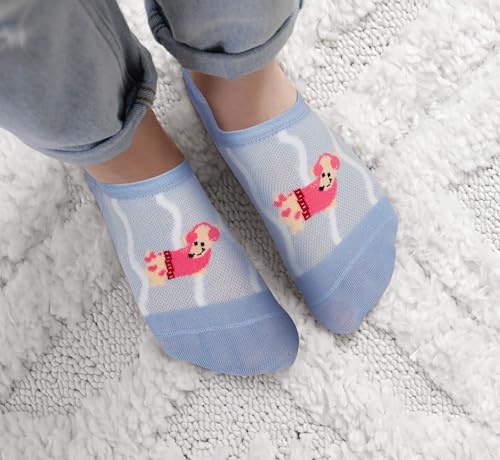 Image of Violet Mist Women No Show Socks Animal Patterned Low Cut Liner Socks Girls | Non Slip Invisible Socks, Novelty Funny Pattern Footies Flat Boat Socks Casual, Summer