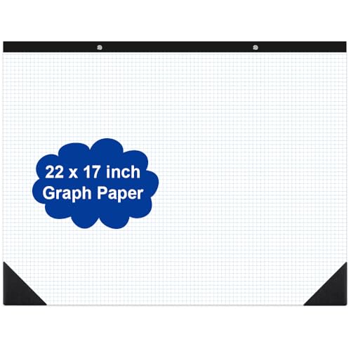 Large Engineering Graph Paper - 22 x 17 Grid Paper 50 Sheets/100 Pages 4x4 Blue Grid Paper Pad Giant Drafting Pad Sketching Graph Paper for Engineer Architect Designer Mathematician Draftsman