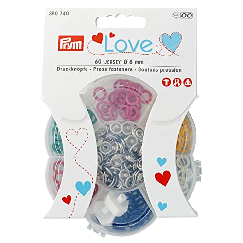 Prym 390740 Love Druckknöpfe Jersey, 60 Stück | Ø 8 mm, 6 Farben |...