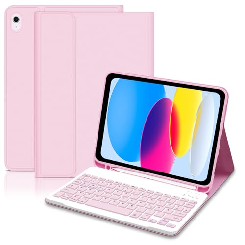 Hülle mit Tastatur für iPad 11/10 Generation (2025/2022, 10,9/11 Zoll), QWERTZ Layout für iPad 10 Generation, Magnetisch...