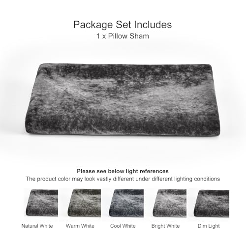 PHF Truly Velvet Zippered Body Pillowcase, No Insert, 1 Pack Ultra Soft Breathable Pillow Sham Cover with Zipper, 20"X 54" Long Luxury Cozy Warm Fuzzy Flannel Body Pillow Case, Charcoal/Dark Grey by PHF - Used condition - Image 7