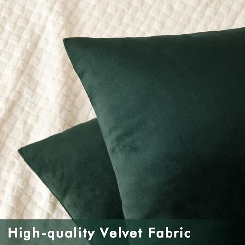 Slozzi Set of 2 Velvet Cushion Covers Home Plain Decorative Throw Pillow cases 12x20 Inch 30x50 cm Soft Square Pillow Covers for Sofa Bedroom Dark Green - Image 4