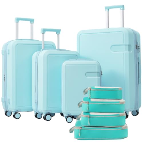 4-piece Luggage Set with Compression Packing Bag, Trolley Case, Expandable Spinner Wheels, Lightweight Suitcase with TSA Lock 16+ 20+ 24+ 28 for All Kinds of Travel