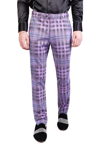 Barabas Men's Luxury Plaid Checkered Chino Dress Slim Pants CP201