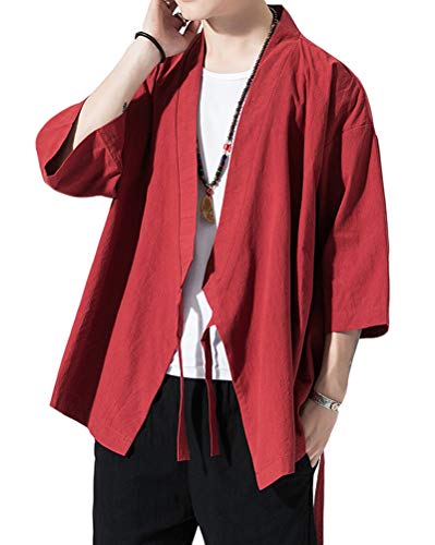 Sunma Chaqueta Haori Capa Clásico Japonés Happi Abrigo Cardigan Kimono Camisa para Hombre