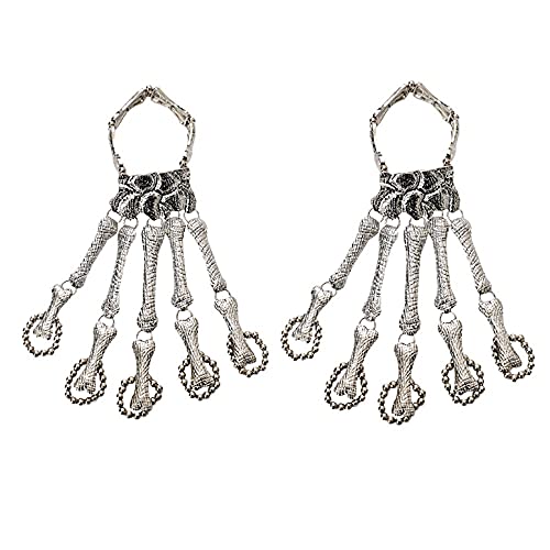 2pcs Gothic Retro Punk Skeleton Bracelets Alloy Ghost Claw Halloween Accessories Flexible Finger Skeleton Bracelets
