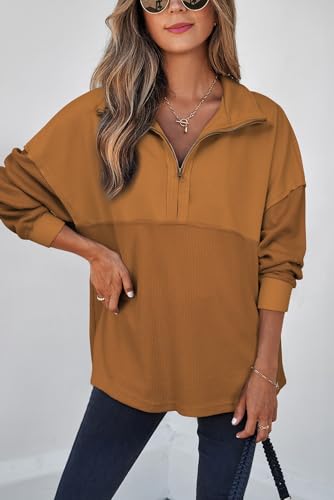 Image of SHEWIN Women Fall Sweatshirt Casual Half Zip Pullover Fall Top 2026 Clothes