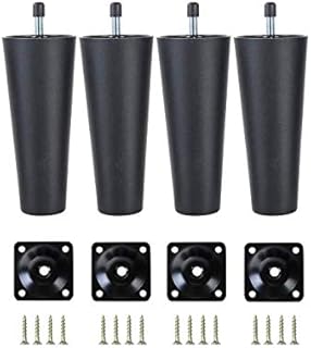 NATGAI Plastic Sofa Legs, 4 Pack Sofa Legs Replacement Furniture Sofa Legs with Mounting Plates Screws Chair/Couch/Loveseat/Cabinet M8 Thread (Metric 8mm) Compatible for IKEA Or US Made Furniture/Beds