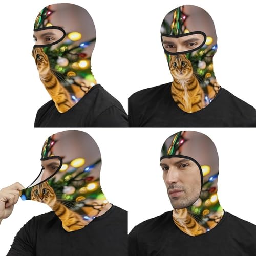 Máscara facial de pasamontaña con dibujo de gato y luces navideñas para hombres y mujeres, máscara completa de invierno para ciclismo al aire libre, gorro para moto, protección contra frío, para esquí y pesca en hielo miniatura 5