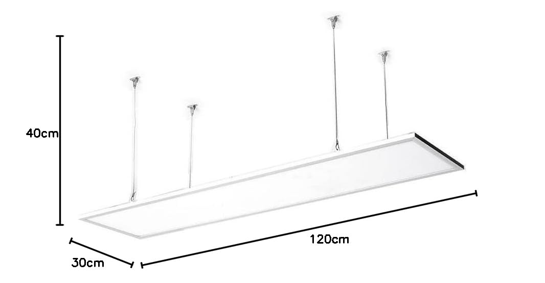 LEDKIA LIGHTING Pannello LED 120x30cm 40W 4000lm + Kit di Sospensione 3000K Individuale Bianco Caldo
