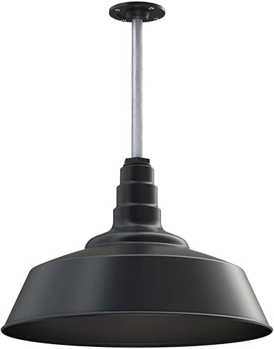 Steel Lighting Co. Manhattan Warehouse Light Colgante montado en el techo Cúpula de 20 pulgadas vástago de 12 pulgadas Luz de granero grande de