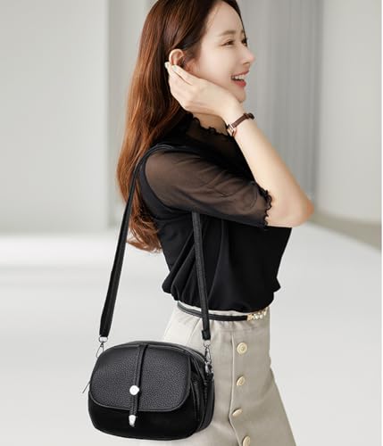 Comebybuy Crossbody Leather Bag,Elegant Leather Crossbody Handbag – Women's Casual Solid Color Satchel4