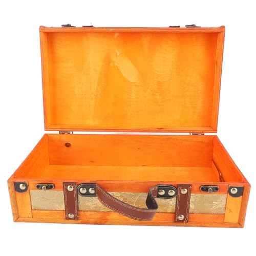 Luocute Maleta Vintage Decorativa, Baúl de Almacenamiento de Madera Antiguo de 13,46 X 7,87 X 4,33 Pulgadas con Tapas con Bisagras, Baúl de Equipaje Retro para Decoración del Hogar y
