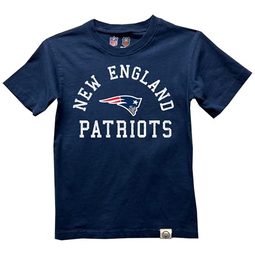 Wes and Willy NFL Kids Short Sleeve Organic Cotton Tee Shirt New England Patriots Pro Navy M