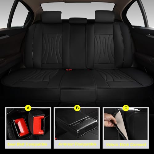 Image of Car Seat Covers for Honda Fit 2007-2020 Full Set Faux Leather | Waterproof Breathable Scratch Resistant 360 Wrap Airbag Compatible Easy Clean（5 Seats,Black)