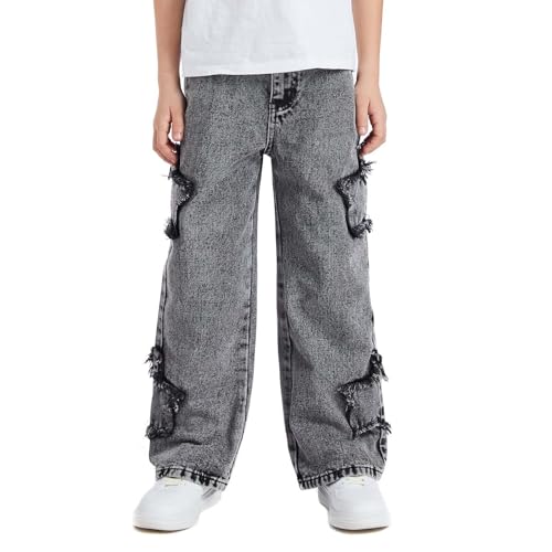 Pantalon droits en jean ample style décontracté pour adolescents