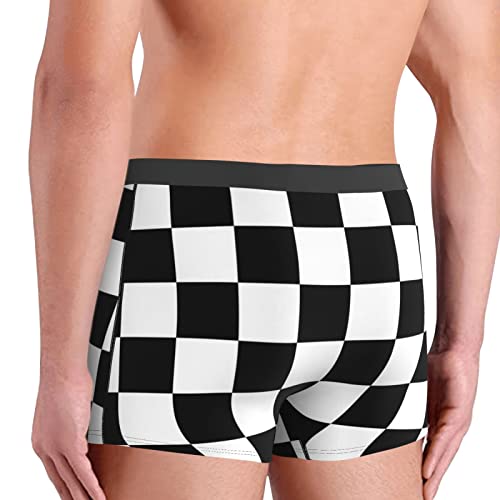Men's Boxer Briefs Underwear - Black White Race Checkered Flag Pattern, Soft Comfort Breathable Underpants4