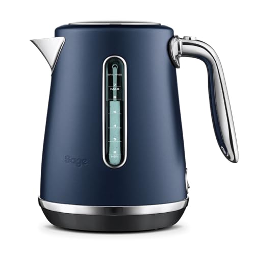 Sage - The Soft Top Luxe Quiet Electric Kettle - Fast Boil Opens Softly Elegant Design - 1.7 L Capacity Cordless 2400 W - Damson Blue