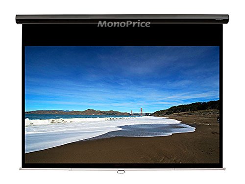 Monoprice Manual Projection Screen w/ Slow Retraction Mechanism - Matte White Fabric