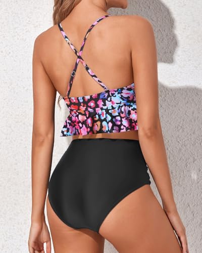 Tempt Me Women Two Piece Swimsuits High Waisted Bikini Set Ruffle Flounce Tummy Control Bottoms Bathing Suit2