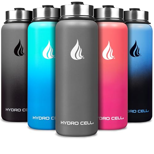 HYDRO CELL Stainless Steel Insulated Water Bottle with Straw - For Cold & Hot Drinks - Metal Vacuum Flask with Screw Cap and Modern Leakproof Sport Thermos for Adults (Graphite 40oz)