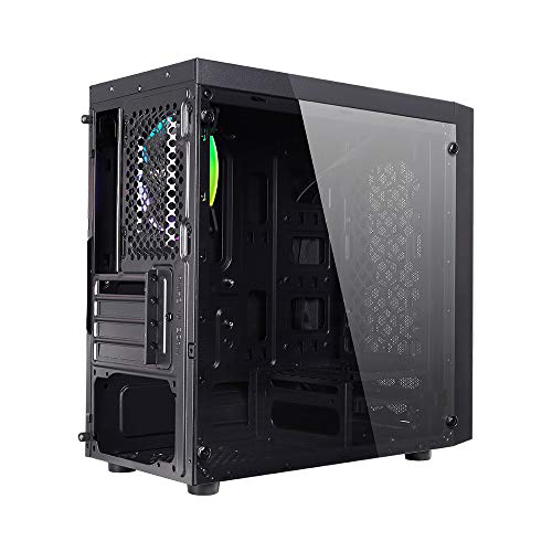Noua Fobia L4 Nero Case Micro-ATX m-ATX per PC Gaming Mini Tower 0.50MM SPCC Ventola RGB Addressable 5V 3Pin 3*USB3.0/2.0 Front Mesh & Pannello Laterale in Vetro Temperato (AxPxL: 380x372x185 mm)