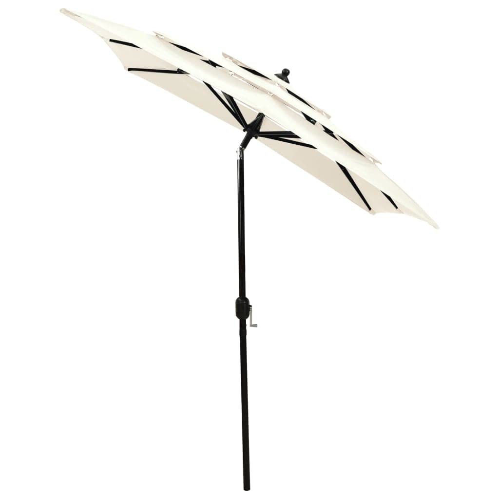 Parasol przeciwsłoneczny, aluminiowy maszt, w kolorze piaskowym, x, m, ochrona przed promieniowaniem UV, odporny na działanie wody, parasol ogrodowy na taras, funkcja korby, możliwość
