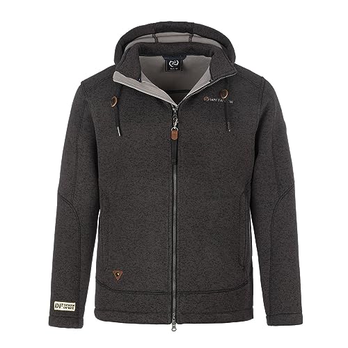 Dry Fashion Herren Fleecejacke Kappeln - Kapuzenfleecejacke Jacke Fleece mit Kapuze in Anthrazit Größe L