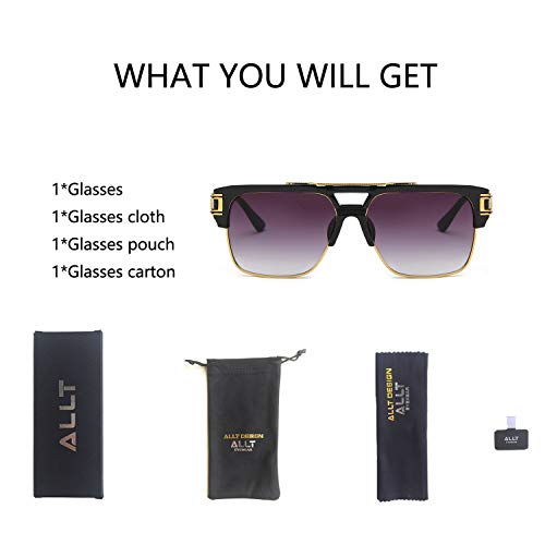 Image of Allt Square Aviator Large Fashion Sunglasses For Men Women Goggle Alloy Frame Glasses