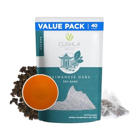 Taiwanese GABA Oolong Tea Bags Value Pack 40 Count - Delicious Fresh Packed Gaba Oolong Relaxing Tea. Gabba Wu Long Tea. Approx. 80 Cups Cover