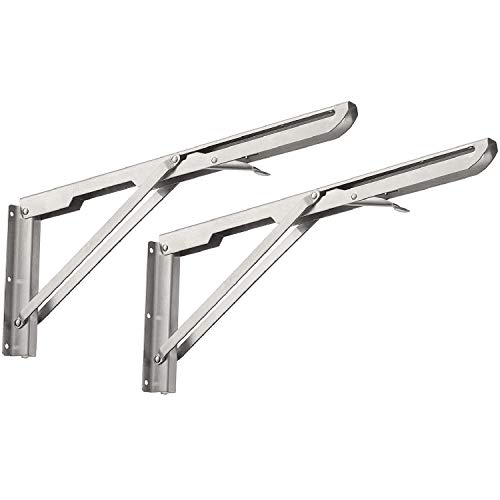 Soporte para Estante Plegable, Escuadra Abatible Escuadra Plegable de Acero Inoxidable, Soporte para Estante Triangular para Colgar en la Pared?Carga Máxima 80kg (2 Piezas, 40cm?