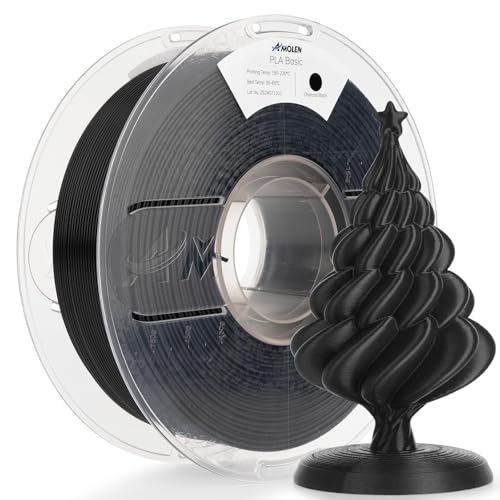 Image of AMOLEN 3D Printer Filament PLA, True High Speed 600mm /s 1.75mm PLA Filament Charcoal Black PLA, 1KG /2.2lb, Dimensional Accuracy + /- 0.02 mm, Smooth & Non-Tangle, Fits for Most FDM 3D Printer