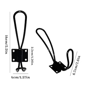YMAISS 5 Packs of Rustic Heavy Duty Double Coat Hooks,Vintage Wall Mounted Hangers,Metal Decorative Entryway Hat Hook Black Big, Farmhouse Shabby Chic Hanging Look with Screws Included YMAISS 5 Packs of Rustic Heavy Duty Double Coat HooksVintage Wall Mounted HangersMetal Decorative Entryway Hat Hook Black Big Farmhouse Shabby Chic Hanging Look with Screws Included