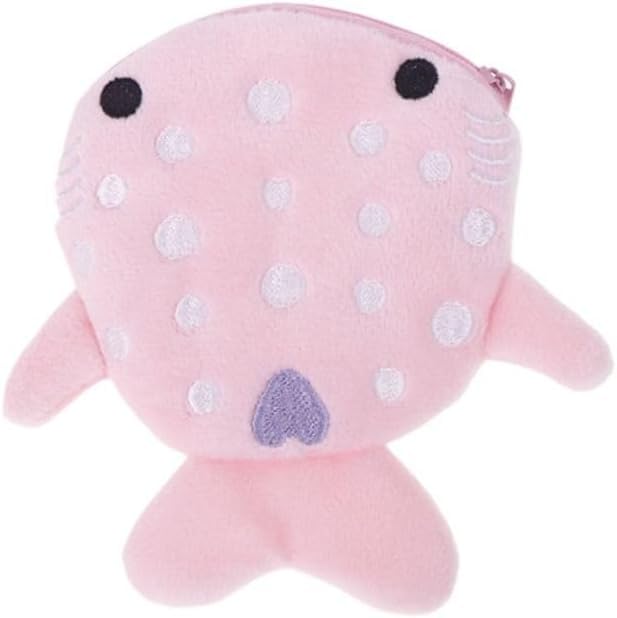 1Pc Pink Cute Shark Wallet with Zipper, Portable Whale Shark Coin Purse, Plush Earphone Wallet Coin Pouch Change Purse for Women