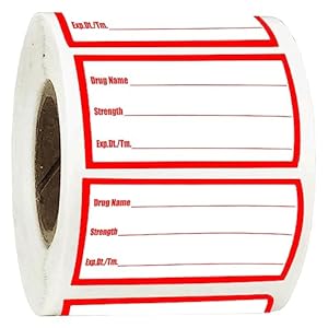 500Pcs Drug Name Label Stickers Medication Strength Stickers 1×2 Inch-Veterinary Instruction Labels Reminder Labels