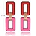 Acrylic Square Earrings Chain Geometric Statement Earrings Rectangle Earrings for Women Candy Color Acrylic Long Chain Cool Earrings Double color earrings (Red+Pink)