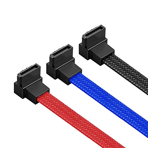 image for Tewmsc 3PACK SATA Cable III 3-Pack 90 Degree Right Angle SATA III 6.0 