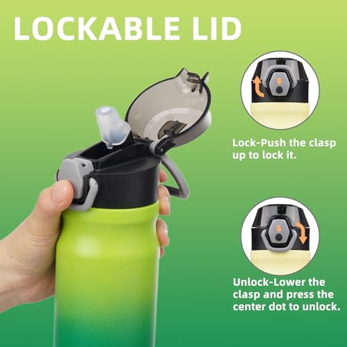 Image of Konokyo 18 oz Insulated Stainless Steel Sports Water Bottle with Straw Lid