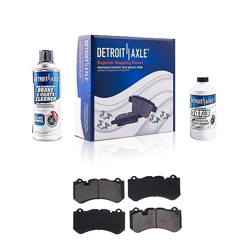 Image of Detroit Axle - Front Ceramic Brake Pads w /Hardware & Cleaner Fluid for 2007-2010 Mercedes-Bnez CLS63 AMG - [2007-2009 /2011 SL65 AMG] - See Fitment