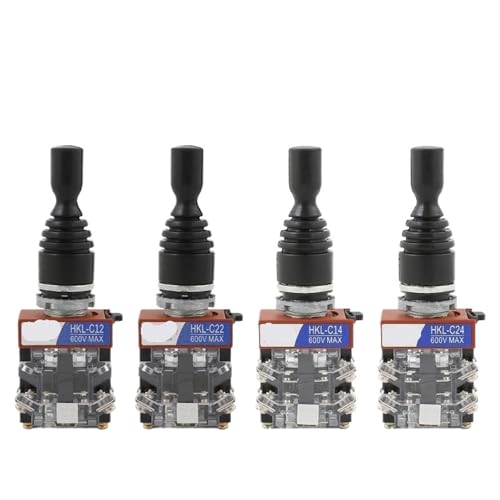 22mm Industrial Master Monolever Joystick Switch 2 4Way Position Self Locking Latching Momentary Cross Switch 2 4NO 1Pcs(2Way Latching 4NO)