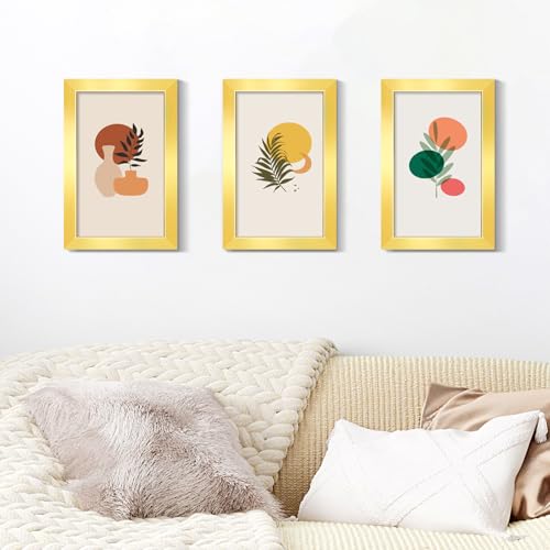LaVie Home 4x6 Picture Frame for Wall Display, 4x6 Gold Picture Frame with HD Plexiglas, 4 x 6 Matted Frame 1 Pack, Display Frame for Vertical or Horizontal, Classic Collection