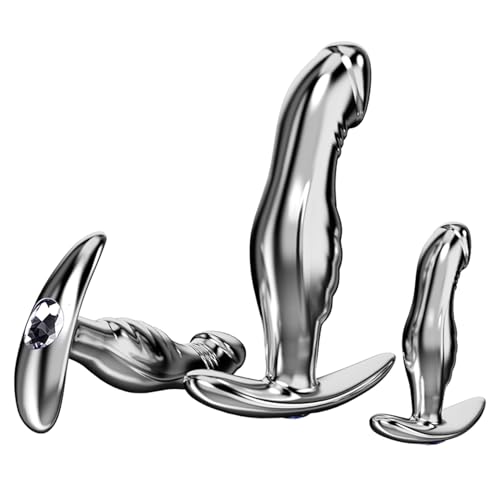 4 Styles Stainless Steel Anal Plug Dildo with White Crystal T Base Metal Prostate Massager Adult Sex Toy for Man Women - SML