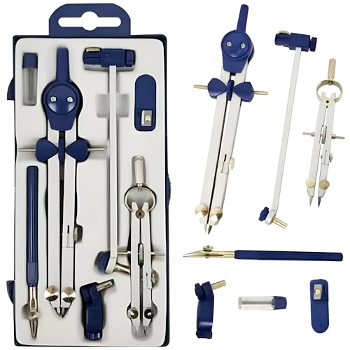 Compas Dibujo Tecnico Profesional - Compás Escolar de Precision con Rueda de Ajuste Bachillerato y Secundaria - Compasso Escolar Dibujo Tecnico de Metal - Compas Grande Dibujo Técnico y Plastica