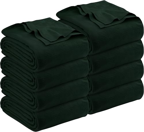 Image of Utopia Bedding Forest Green 100% Cotton Blanket [Queen Size - 90x90 Inch] 350GSM Lightweight, Soft and Breathable Thermal Blanket for All Seasons (Pack of 8)