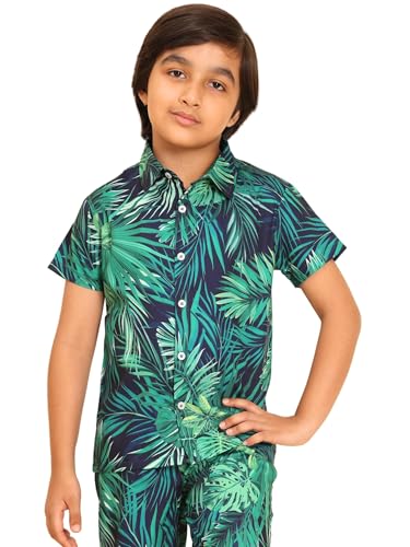 Image of Boys Printed Casual Shirt Short Sleeve Button Down Beach Shirt for Kids