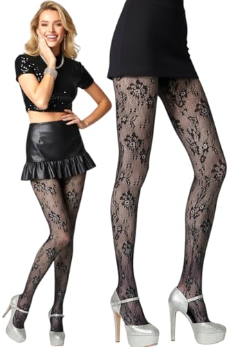 Image of ToBeInStyle Women's Elegant Floral Vine Fishnet Pantyhose