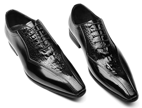 Santimon Men’s Genuine Leather Oxford Dress Shoes – Wingtip Brogue Oxfords for Business, Wedding & Tuxedo – Black & Brown Zapatos de Vestir para Hombre4