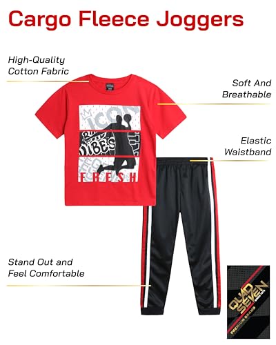 Quad Seven Boys' Jogger Set - 2 Piece Performance T-Shirt and Active Tech Tricot Pants (4-18)2
