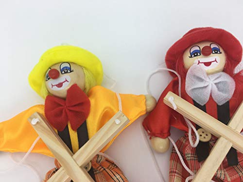 image for Sparik Enjoy 2 Packs Clown Hand Marionette Puppet Children's Wooden Ma